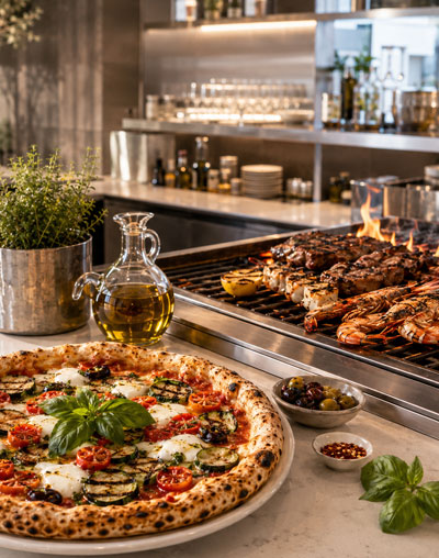 Pizza e cucina mediterranea a L'Orangerie Sorrento