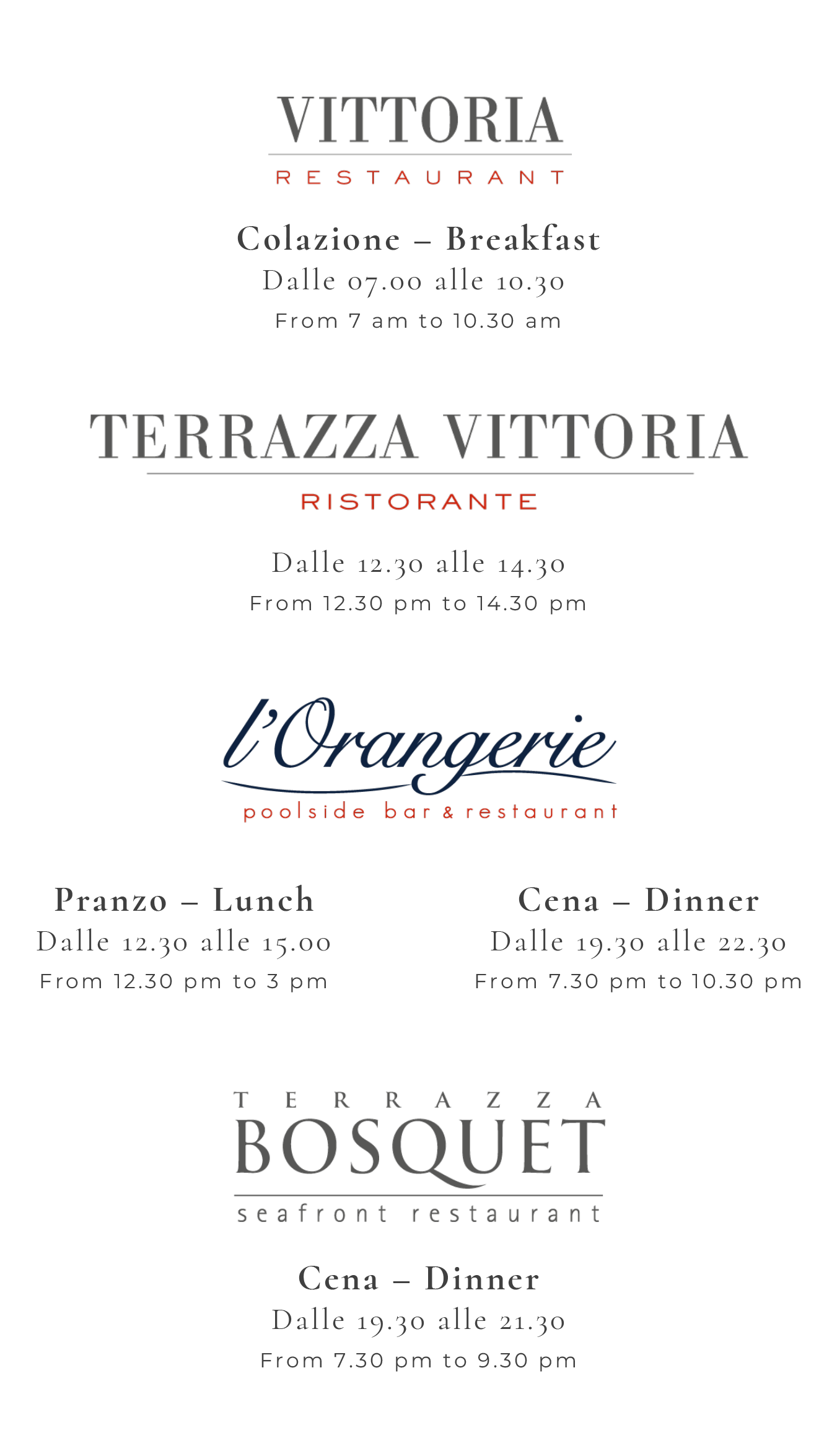 L'Orangerie dinner menu additional information