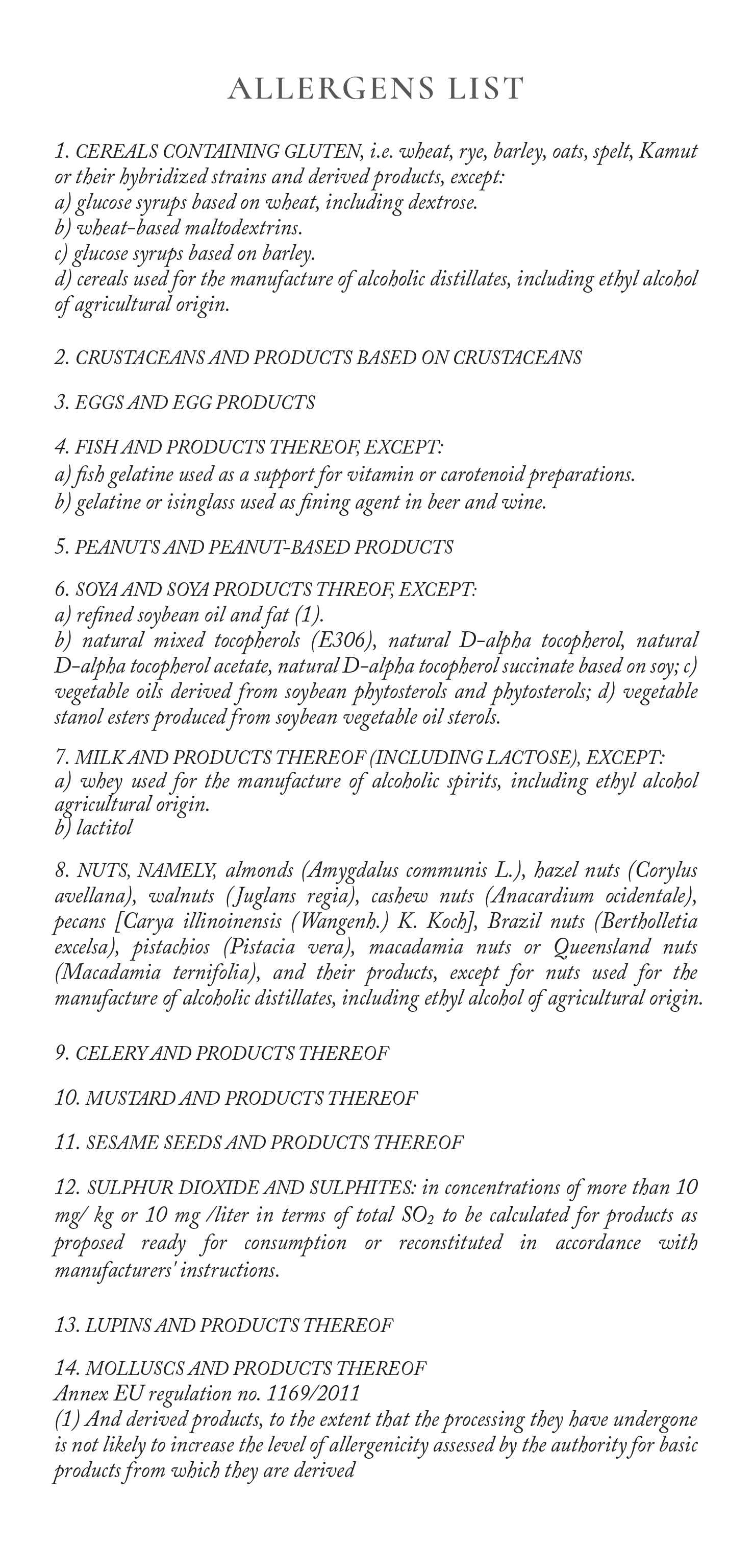 L'Orangerie light lunch favourites menu page 6