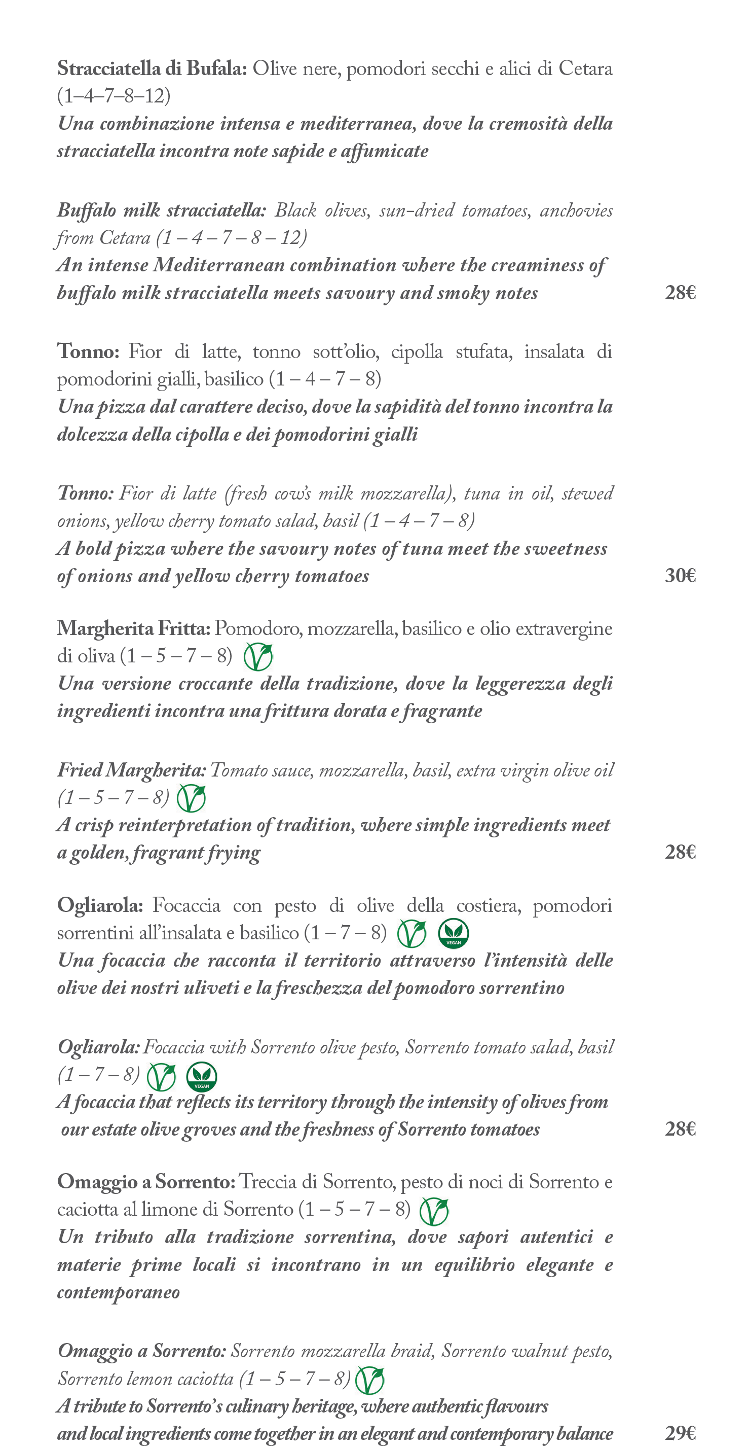 L'Orangerie pizza menu page 3